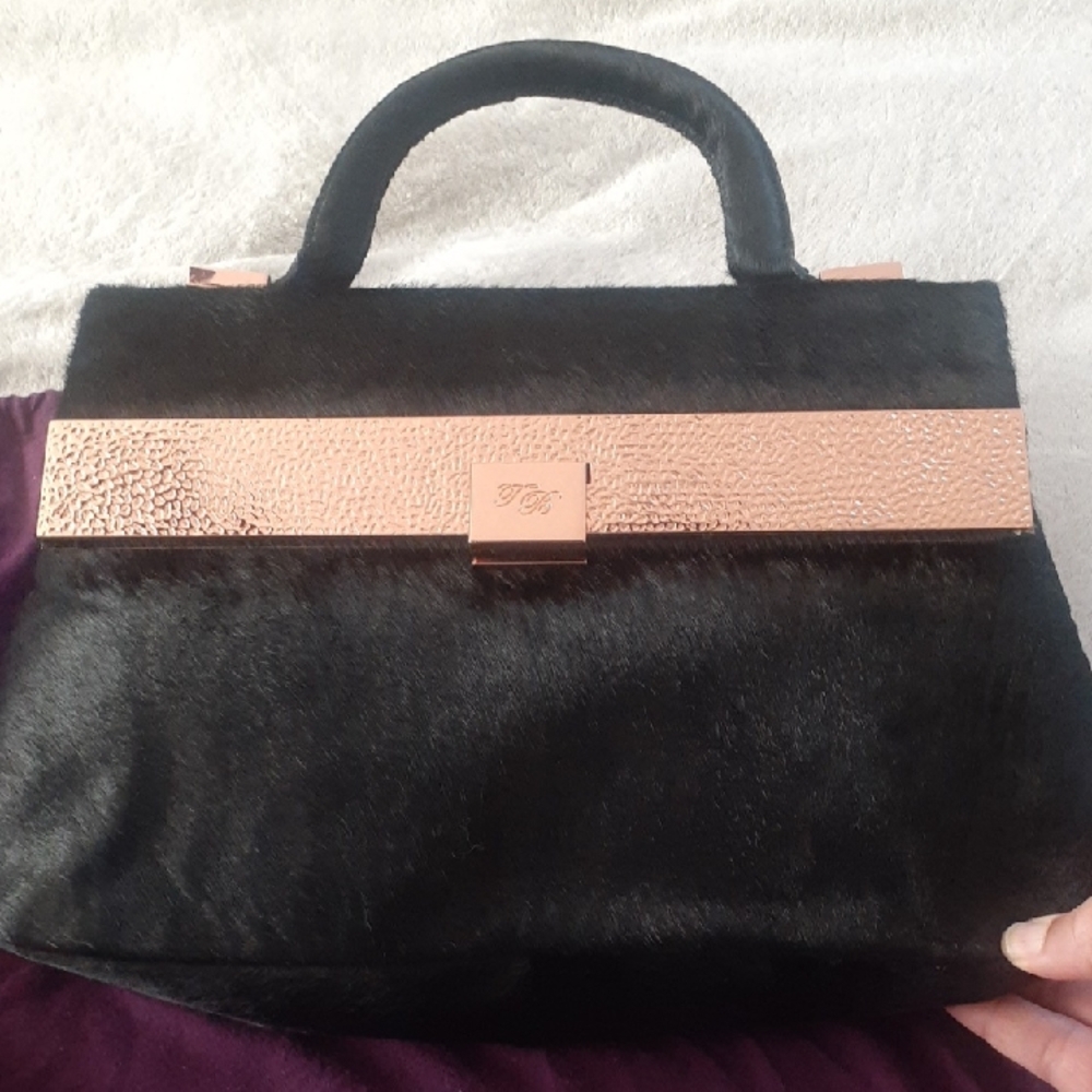 Ted Baker London Black and Gold Satchel